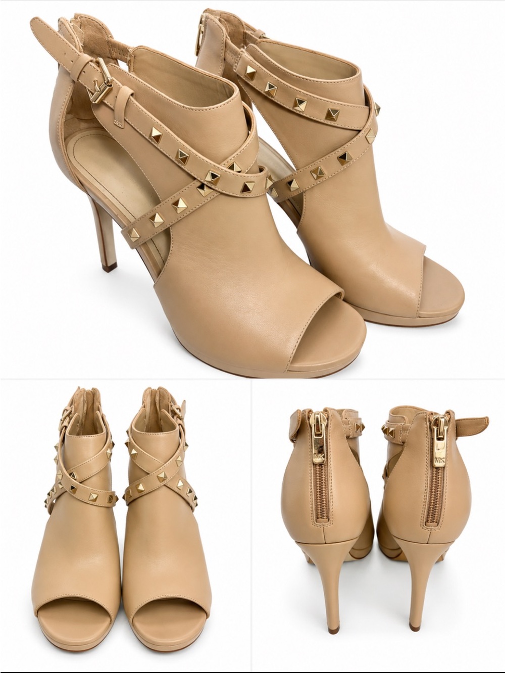 Michael Kors Beige Studded Peep-Toe High Heel Sandals
